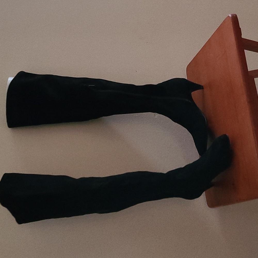 Black suede over the knee boots